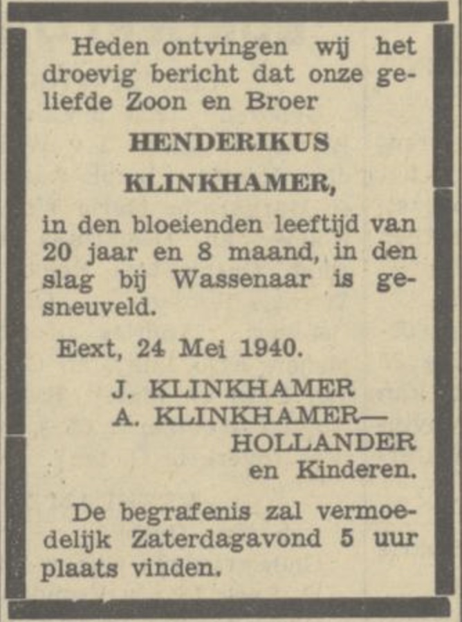Klinkhamer gesneuveld